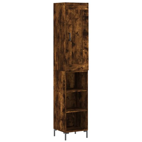 vidaXL Buffet haut Ch&ecirc;ne fum&eacute; 34,5x34x180 cm Bois d'ing&eacute;nierie