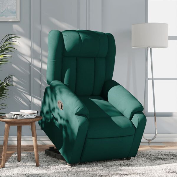 vidaXL Fauteuil inclinable vert fonc&eacute; tissu