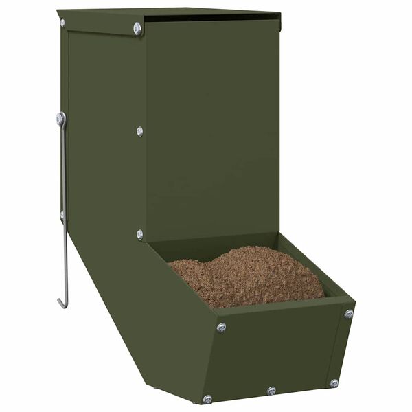 vidaXL Distributeur pour lapins Vert olive 12,5 x 26 x 28,5 cm