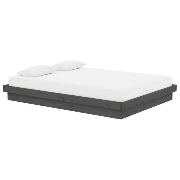 vidaXL Cadre de lit sans matelas gris bois massif 140x190 cm