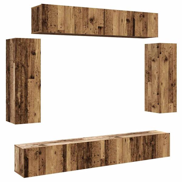 vidaXL Ensemble de meuble TV mural 6 pcs vieux bois bois d'ing&eacute;nierie