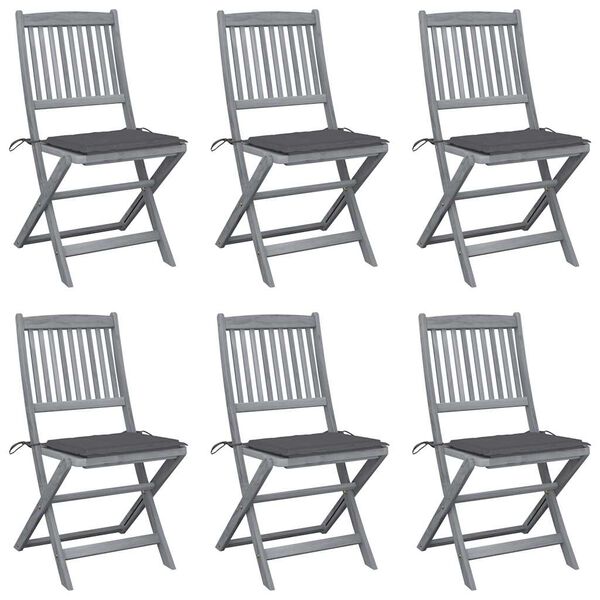 vidaXL Chaises pliables d'ext&eacute;rieur lot de 6 et coussins Bois d'acacia