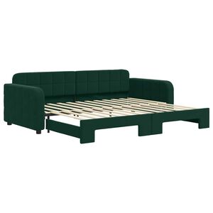 vidaXL Lit de jour avec gigogne sans matelas vert fonc&eacute; 90x200 cm