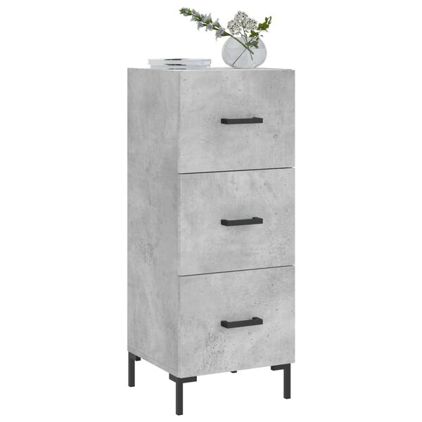 vidaXL Buffet Gris béton 34,5x34x90 cm Bois d'ingénierie