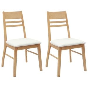 vidaXL Chaises de salle &agrave; manger 2 pc Bois de Caoutchouc Massif