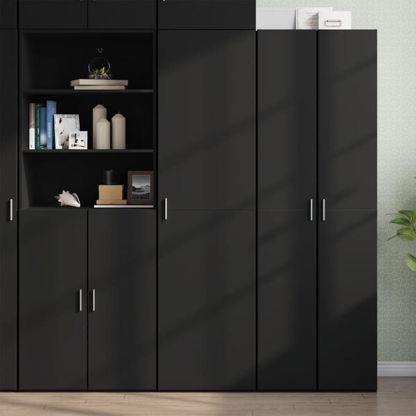vidaXL Buffet haut noir 50x42,5x185 cm bois d'ing&eacute;nierie