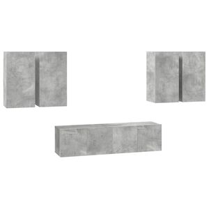 vidaXL Ensemble de meuble TV 6 pcs Gris b&eacute;ton Bois d'ing&eacute;nierie