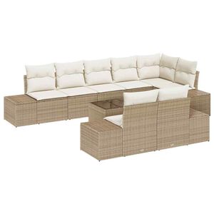 vidaXL Ensemble de canap&eacute; de jardin Beige et cr&egrave;me Poly rotin