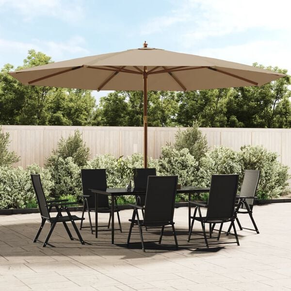 vidaXL Parasol de jardin avec m&acirc;t en bois taupe 400x273 cm