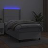 vidaXL Sommier &agrave; lattes de lit matelas LED Blanc 90x200cm Similicuir