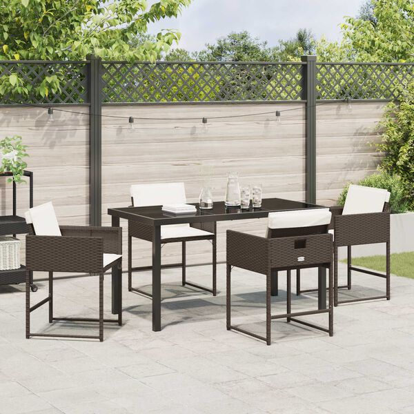 vidaXL Ensemble de salle &agrave; manger pour jardin 5 pcs Marron polyrotin