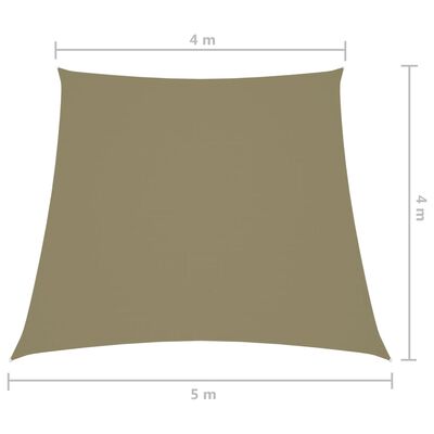 vidaXL Voile de parasol Tissu Oxford trapèze 4/5x4 m Beige