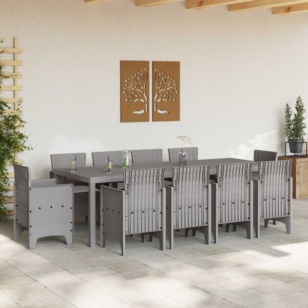vidaXL Ensemble de salle &agrave; manger pour jardin 11 pcs Gris clair