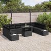 vidaXL Ensemble de canapé de jardin 11 pcs Noir Poly rotin