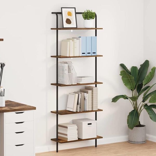 vidaXL &Eacute;tag&egrave;re Ch&ecirc;ne fum&eacute; 60 x 24 x 168 cm Bois d'ing&eacute;nierie