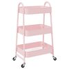 vidaXL Chariot de rangement &agrave; 3 niveaux Rose 42 x 41,5 x 77 cm Acier