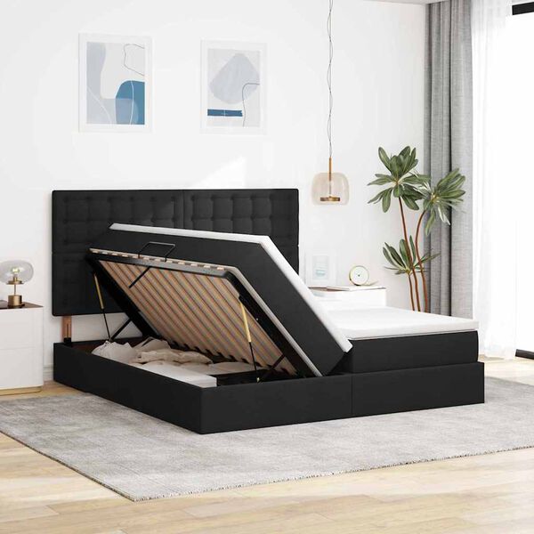 vidaXL Lit de Rangement Noir 200 x 200 cm Cuir synth&eacute;tique