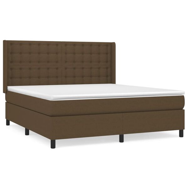 vidaXL Sommier &agrave; lattes de lit avec matelas Marron fonc&eacute; 160x200 cm