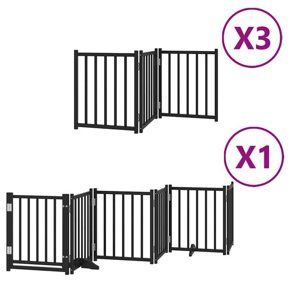 vidaXL Barri&egrave;re pour chien porte pliable 15panneaux noir bois peuplier