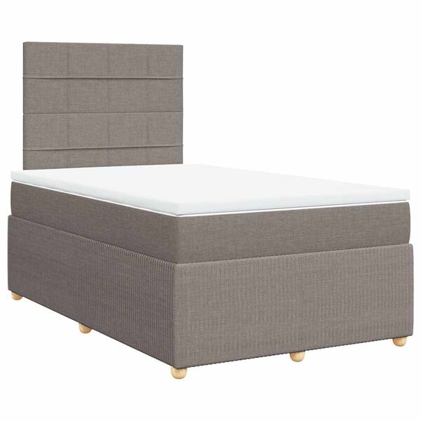 vidaXL Sommier &agrave; lattes de lit avec matelas taupe 120x190 cm tissu