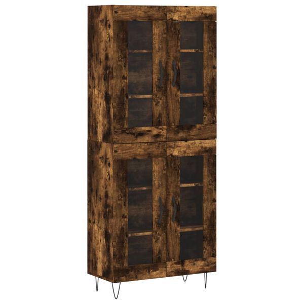 vidaXL Buffet haut Ch&ecirc;ne fum&eacute; 69,5x34x180 cm Bois d'ing&eacute;nierie