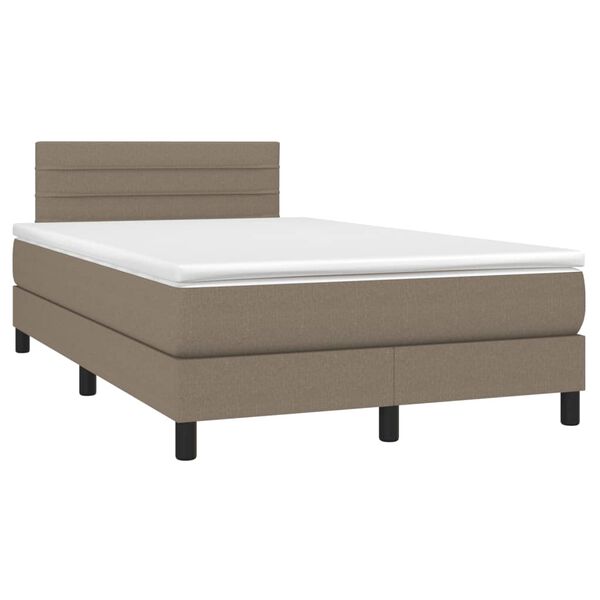 vidaXL Sommier &agrave; lattes de lit matelas et LED taupe 120x190 cm tissu
