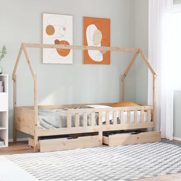 vidaXL Cadre de lit enfants avec tiroirs sans matelas 90x190 cm bois