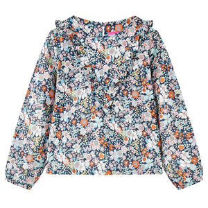 Chemise pour enfants &agrave; manches longues bleu fonc&eacute; 92