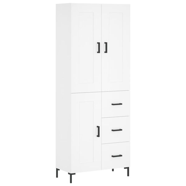 vidaXL Buffet haut Blanc 69,5x34x180 cm Bois d'ing&eacute;nierie