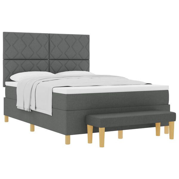 vidaXL Lit &agrave; ressorts avec matelas Gris fonc&eacute; 160 x 200 cm tissu