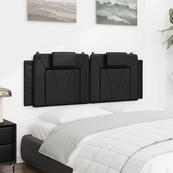 vidaXL Coussin de t&ecirc;te de lit Viana noir 140 cm similicuir