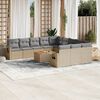 vidaXL Salon de jardin avec coussins 12 pcs beige r&eacute;sine tress&eacute;e