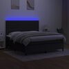 vidaXL Sommier &agrave; lattes de lit et matelas et LED Noir 180x200 cm Tissu