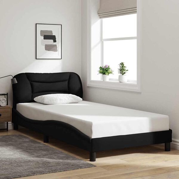 vidaXL Cadre de lit sans matelas Hvar noir 100x200 cm tissu
