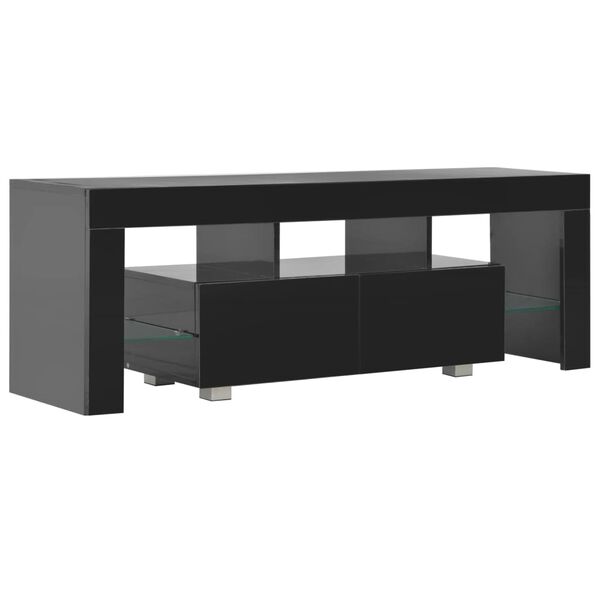 vidaXL Meuble TV avec lumière LED noir brillant 130x35x45 cm