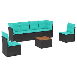 vidaXL Salon de jardin 7 pcs avec coussins noir r&eacute;sine tress&eacute;e