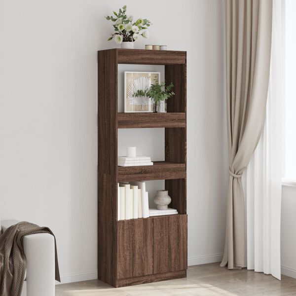 vidaXL Buffet haut 63x33x180 cm ch&ecirc;ne marron bois d'ing&eacute;nierie