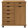 vidaXL Cabinet roulant avec roue Marron miel 63,5 x 39 x 65,5 cm