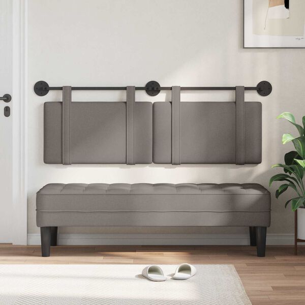 vidaXL T&ecirc;te de lit suspendue Montage mural Taupe 150 x 55 x 5 cm tissu