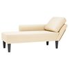 vidaXL Chaise longue avec coussin cr&egrave;me tissu en velours c&ocirc;tel&eacute;