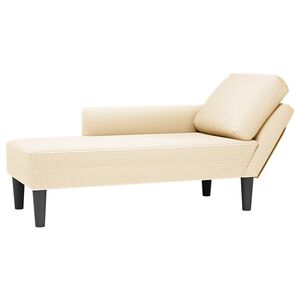 vidaXL Chaise longue avec coussin cr&egrave;me tissu en velours c&ocirc;tel&eacute;