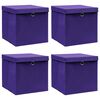 vidaXL Bo&icirc;tes de rangement avec couvercles 4 pcs 28x28x28 cm Violet