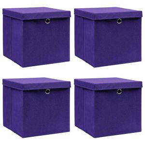 vidaXL Bo&icirc;tes de rangement avec couvercles 4 pcs 28x28x28 cm Violet