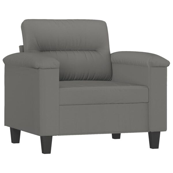 vidaXL Fauteuil avec repose-pied Gris fonc&eacute; 60 cm Tissu microfibre