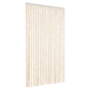 vidaXL Rideau anti-mouches beige et blanc 100x230 cm chenille