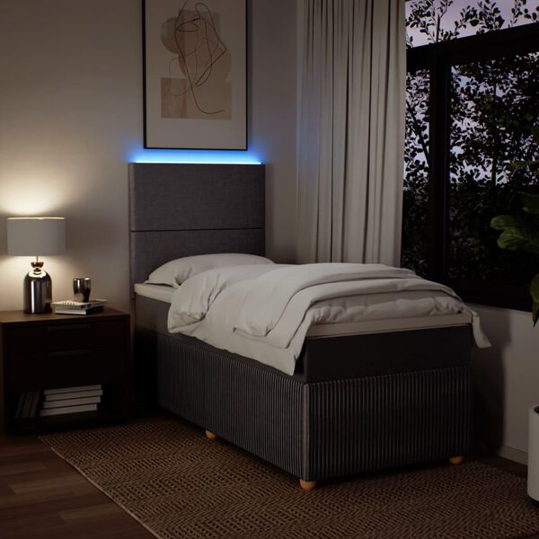 vidaXL Sommier &agrave; lattes de lit avec matelas Taupe 90x200 cm Tissu