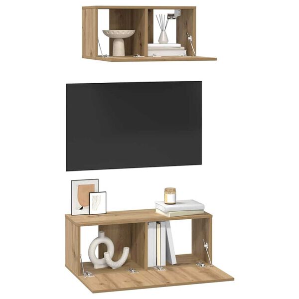 vidaXL Ensemble meuble TV 2 pcs Ch&ecirc;ne artisanal Bois d'ing&eacute;nierie