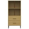 vidaXL Biblioth&egrave;que &agrave; 2 tiroirs Marron 60x35x128,5 cm Bois massif OSLO