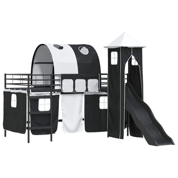 vidaXL Lit mezzanine pour enfants Noir 99,5 x 200 cm M&eacute;tал
