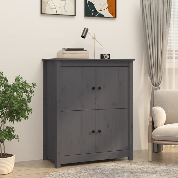 vidaXL Buffet Gris 83x41,5x100 cm Bois massif de pin